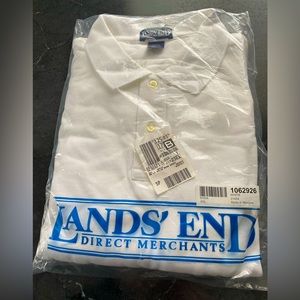 Lands’ End men’s solid mesh shirt. NWT. XXL. White. Long sleeve
